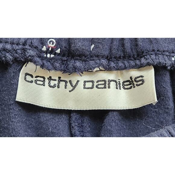 Cathy Daniels Blue Anchor Print Cropped Leggings Small Lightweight Pull On Soft - Picture 4 of 6